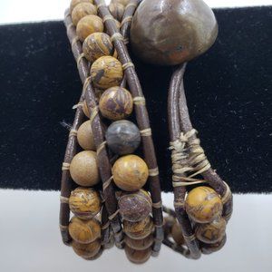 Brown Wrap Bracelet with Jasper Beads